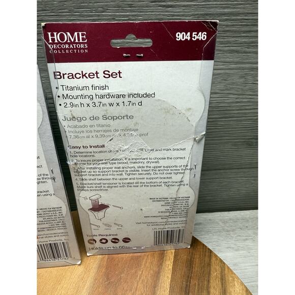 (2-Pk) Home Decorators Titanium Diamond Shelf Bracket 3.5" H x 1.75" W - Picture 2 of 2